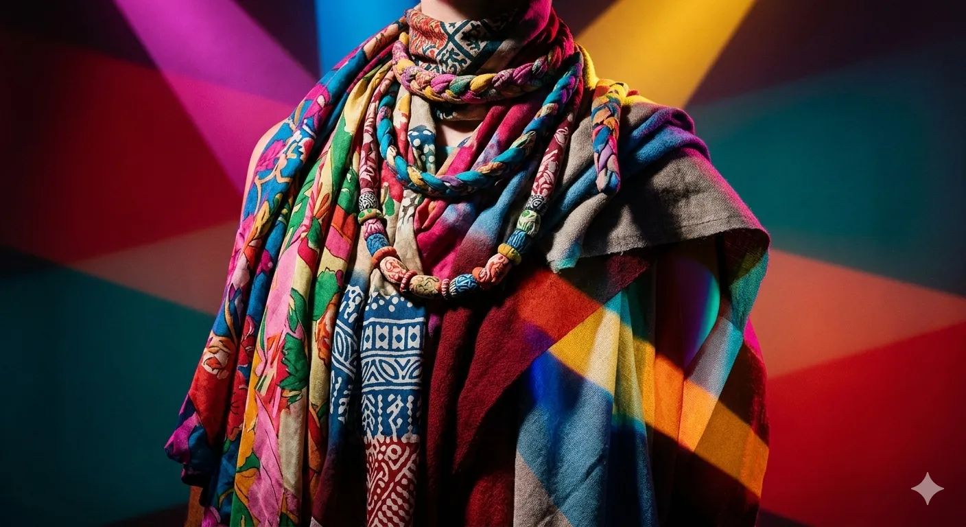 Colorful fabric accessories display